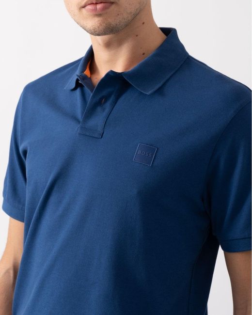 Boss Blue Boss Passenger Stretch-Cotton Slim-Fit Polo Shirt With Logo Patch Colour: Open 494, Size: L for men