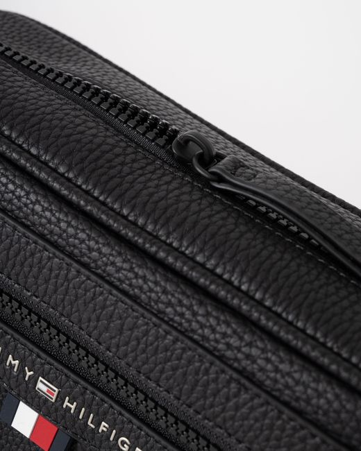 Tommy Hilfiger Black Essential Pu Metal Logo Reporter Bag for men
