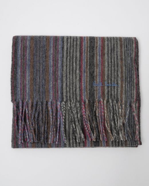 Paul Smith Gray Trent Stripe Scarf for men