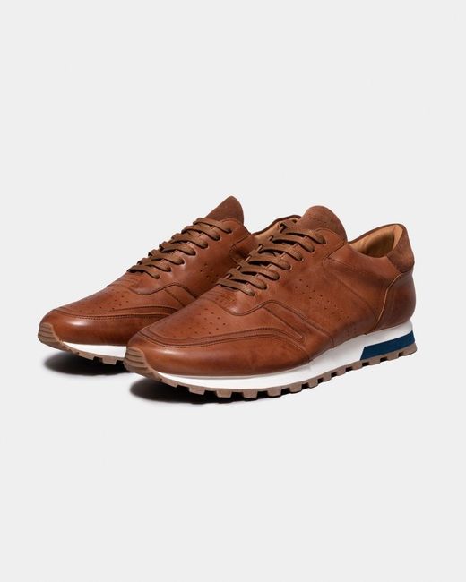 Oliver Sweeney Brown Orjais Hand Washed Calf Leather Trainers for men