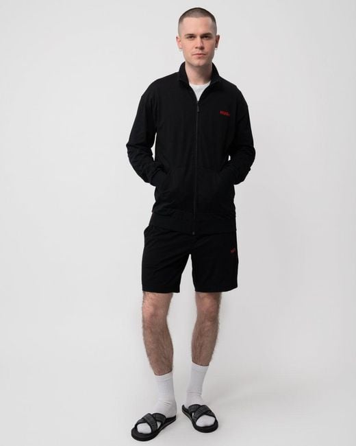 HUGO Black Linked Full Zip Loungewear Sweatshirt for men