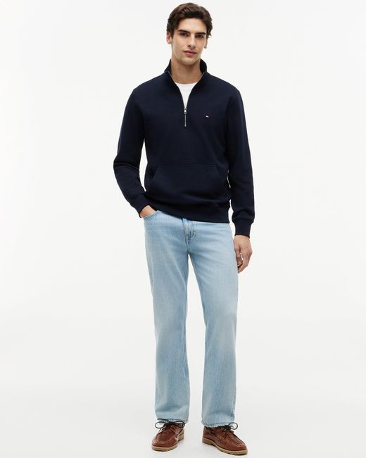 Tommy Hilfiger Blue Essential Terry 1/4 Zip Sweatshirt for men