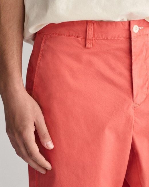 Gant Red Regular Sunfaded Shorts for men
