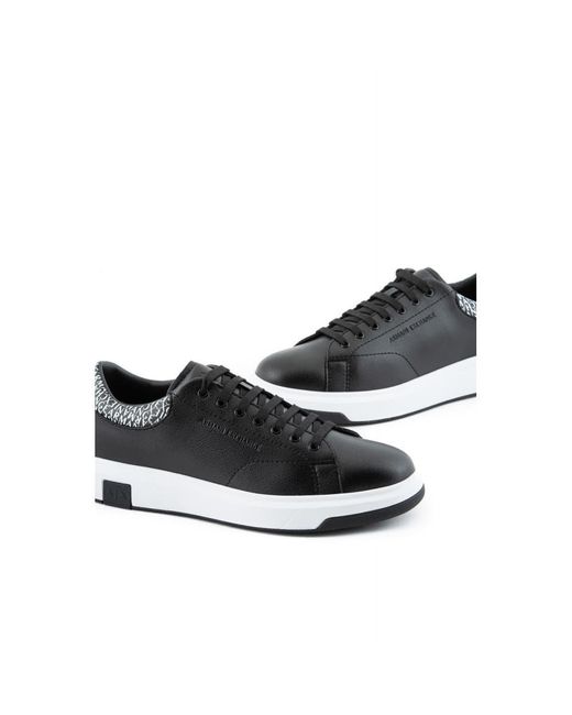 Armani Exchange Leather Tennis Shoes With Aop Detail in Black for Men ...