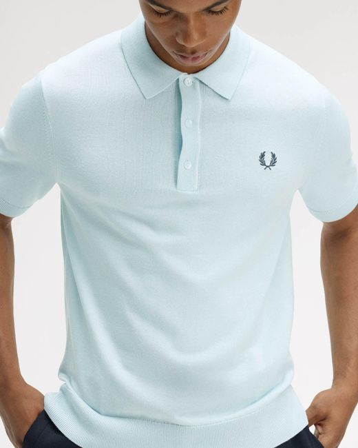 Fred Perry White Cotton Knitted Shirt for men