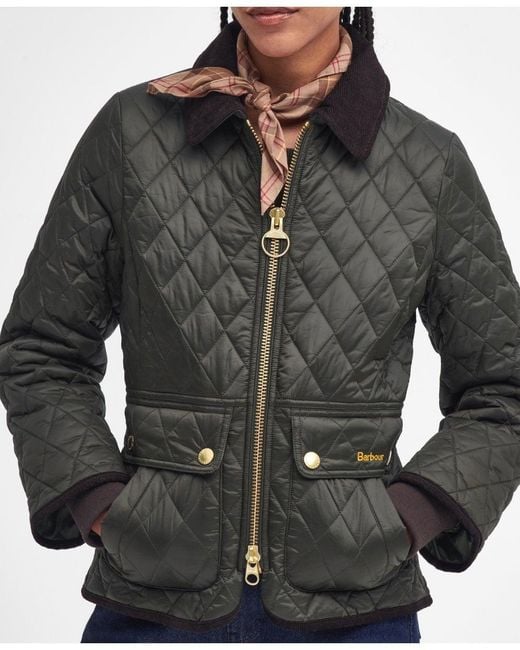 Barbour Gray Fitted Beadnell Quilted Jacket