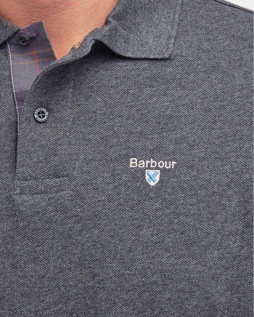 Barbour Gray Tartan Pique Polo for men