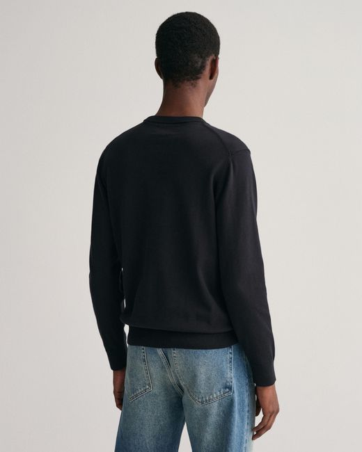 Gant Blue Classic Cotton Crew Neck Jumper for men