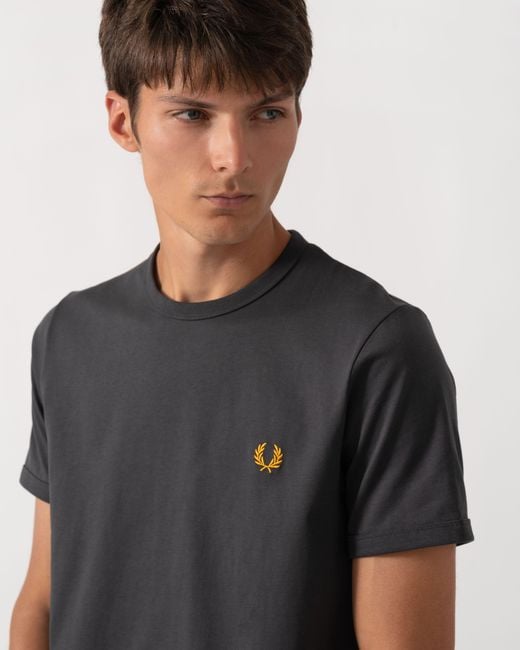 Fred Perry Gray Ringer T-Shirt for men