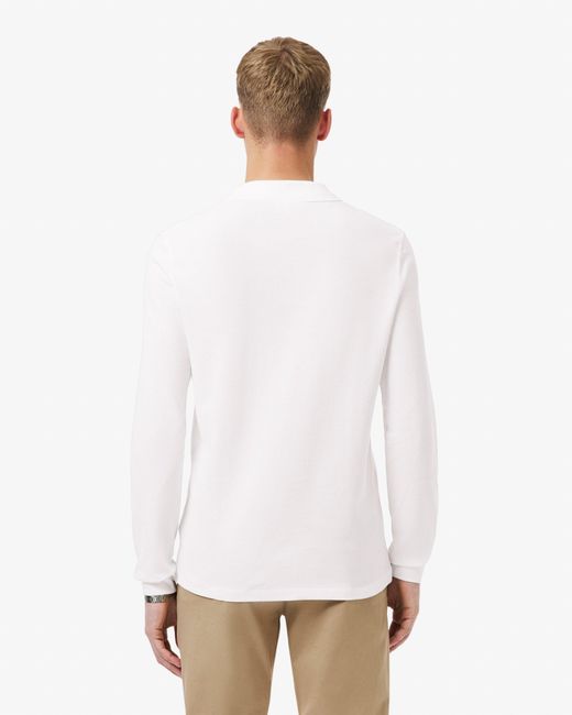 Lacoste White Original L.12.12 Long Sleeve Cotton Polo Shirt for men