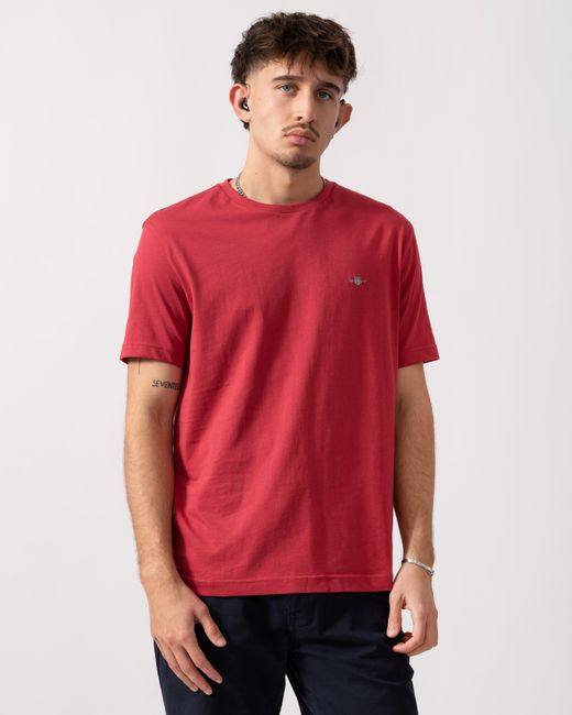 Gant Red Regular Fit Short Sleeve Shield Logo T-Shirt for men