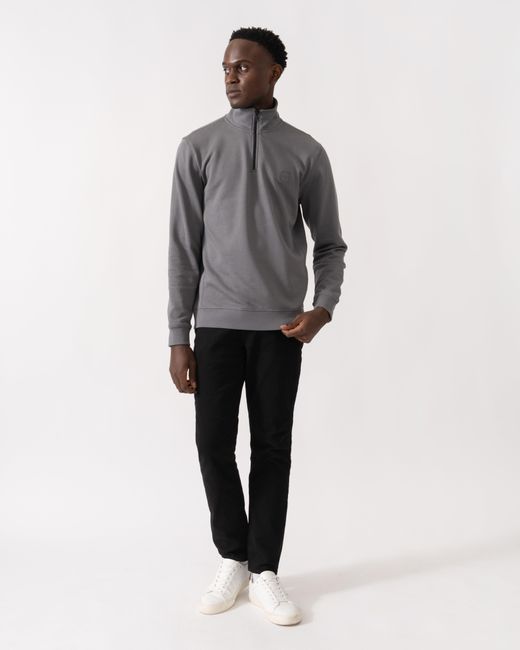 Boss Gray Zetrust 1/4 Zip Sweatshirt for men