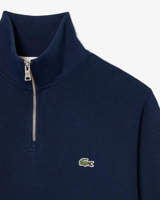 Lacoste Blue Zip Neck High Neck Interlock Sweatshirt for men