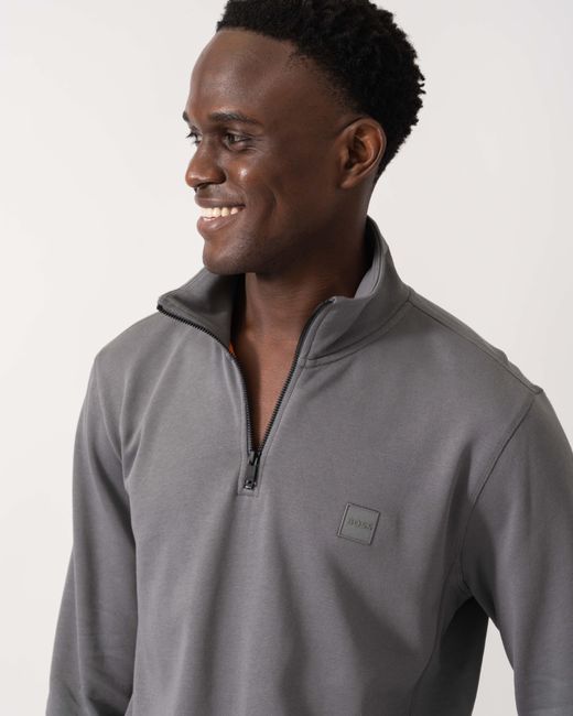 Boss Gray Zetrust 1/4 Zip Sweatshirt for men