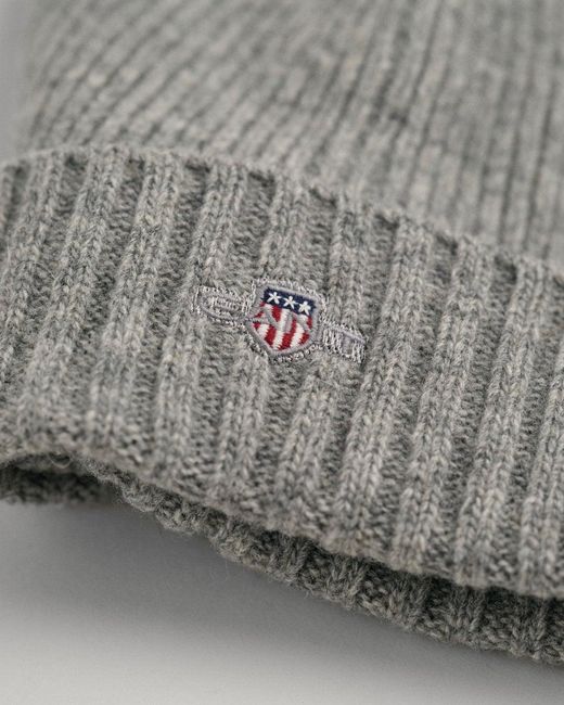 Gant Gray Shield Wool Beanie for men