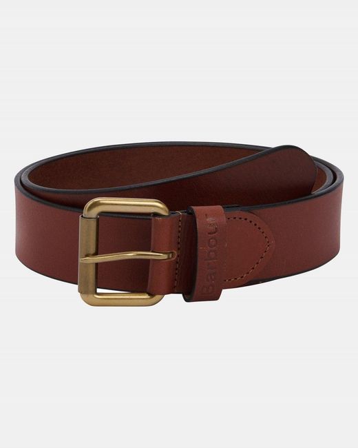 Barbour Brown Matt Leather Belt Size: L for men