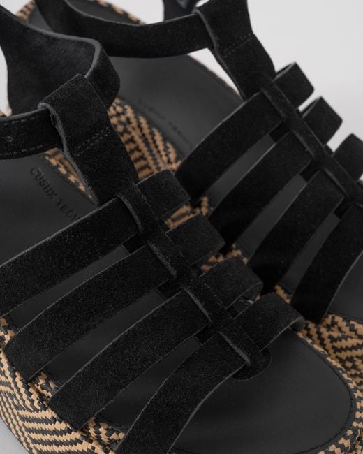 Fitflop Black Platfforms Graphic-Weave Suede Fisherman Sandals
