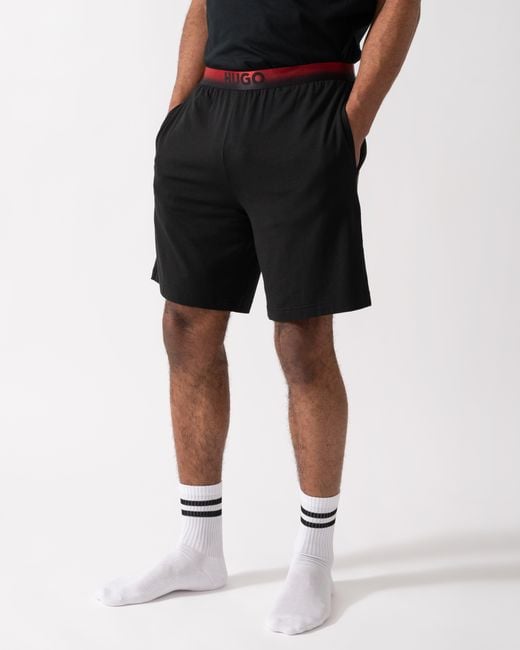 HUGO Black Ray Gradient-Waistband Pyjama Shorts for men