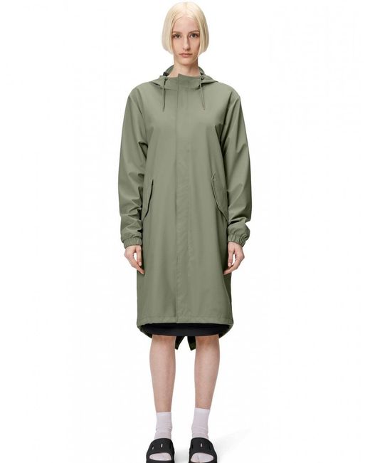 Rains Green Fishtail Parka