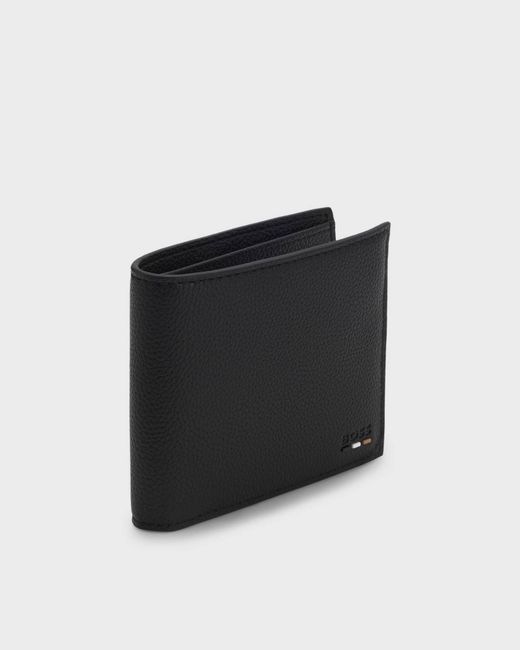 Boss Black Ray Faux-Leather Folding Wallet With Signature-Stripe Trim for men