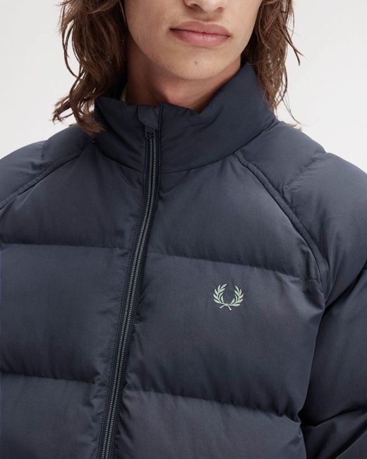 Fred Perry Blue Raglan Sleeve Padded Jacket for men