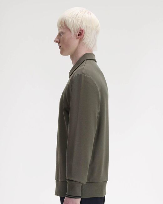Fred Perry Gray Half Zip Collared Sweatshirt for men