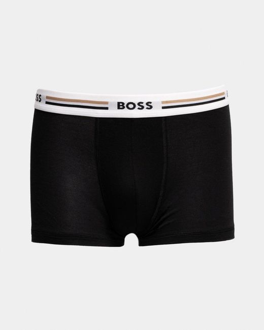 Boss Black Revive 3-Pack Soft-Touch Stretch Trunks With Logo Waistbands Size: L for men
