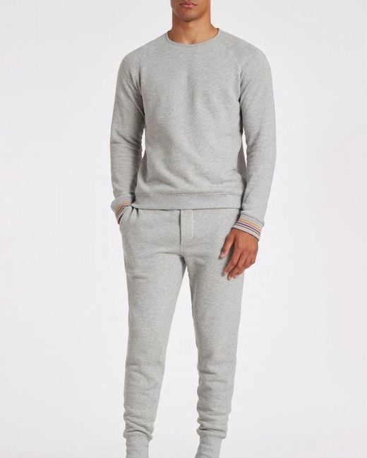 Paul Smith Gray Long Sleeve Lounge Top With Artist Stripe Cuffs for men