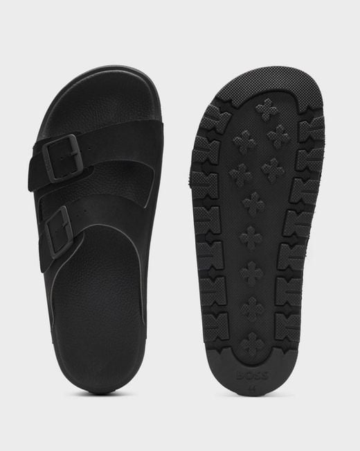 Boss Black Surfley Twin-Strap Slides With Branded Buckles for men