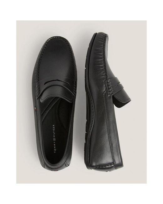 Tommy Hilfiger Corpoarte Hilfiger Leather Driving Shoes in Black for ...