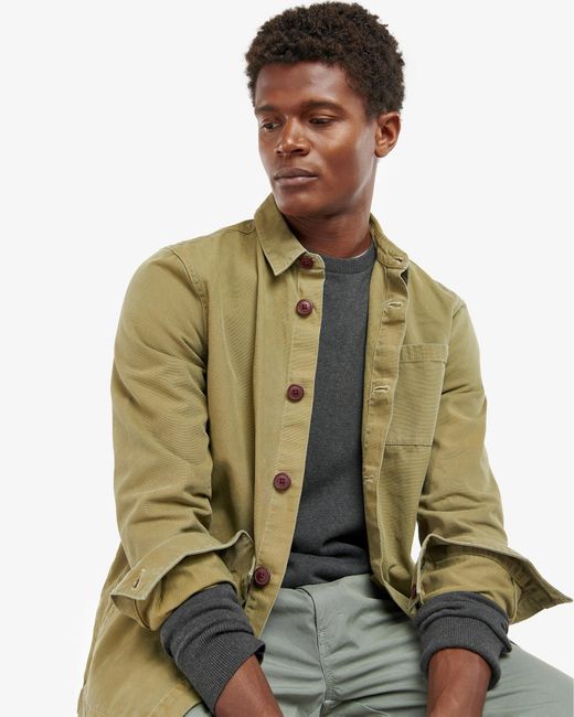 Barbour Green Washed Overshirt for men