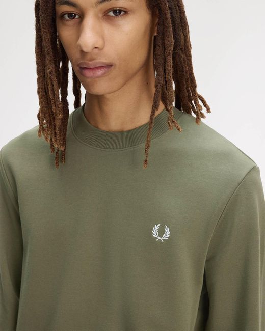 Fred Perry Green Crew Neck Sweatshirt for men