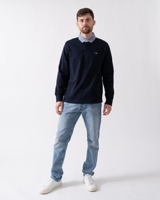 Gant Blue Regular Fit Chambray Heavy Rugger for men