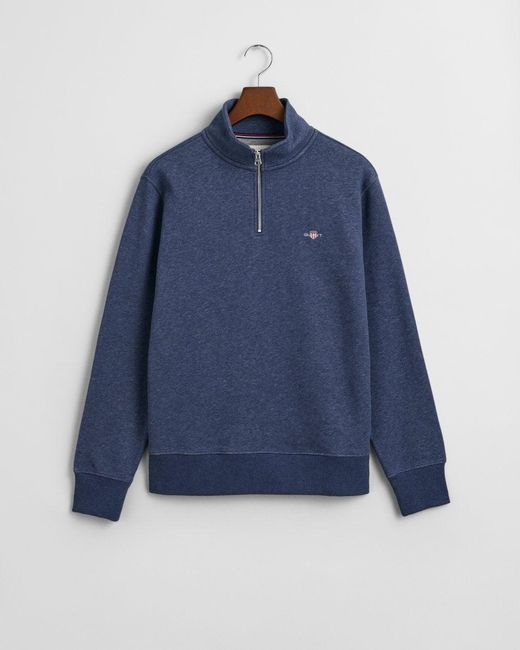Gant Blue Regular Fit Shield Logo Half Zip Sweatshirt for men