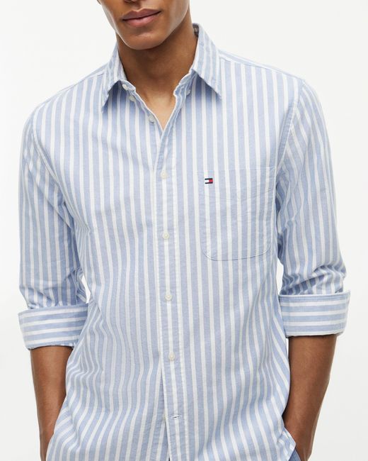 Tommy Hilfiger Blue Heritage Oxford Long Sleeve Striped Shirt for men