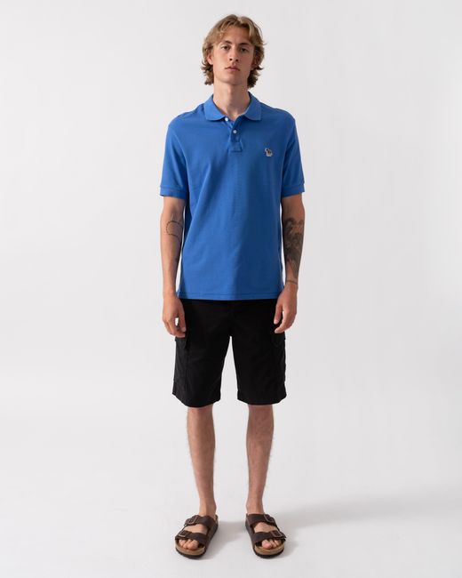 Paul Smith Blue Ps Regular Fit Short Sleeve Organic Cotton Zebra Polo Shirt for men