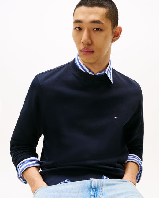 Tommy Hilfiger Blue Essential Terry Cotton Crew Neck for men