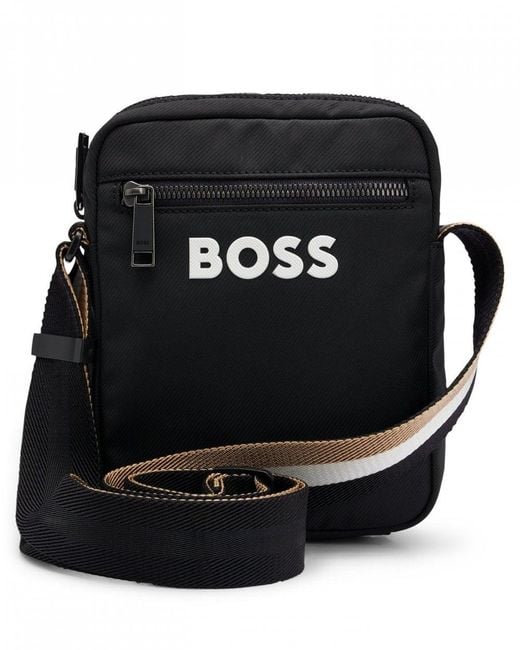 Boss Black Catch 3.0 Crossbody Bag With Signature-stripe Strap for men