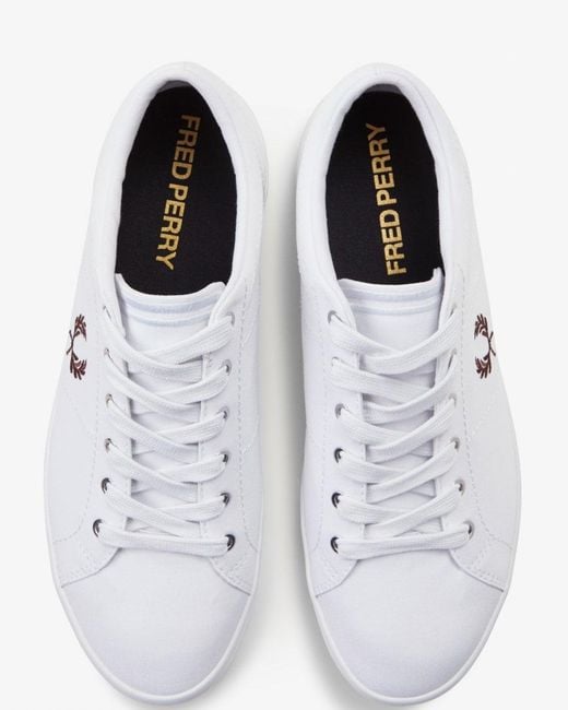 Fred Perry White Baseline Twill Leather Trainers for men
