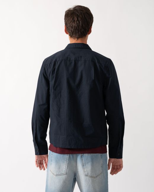 Fred Perry Blue Poplin Zip Overshirt for men