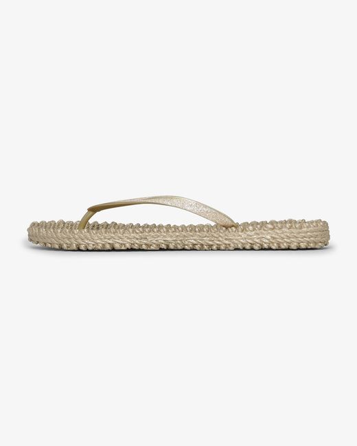 Ilse Jacobsen Natural Cheerful Glitter Flip Flops