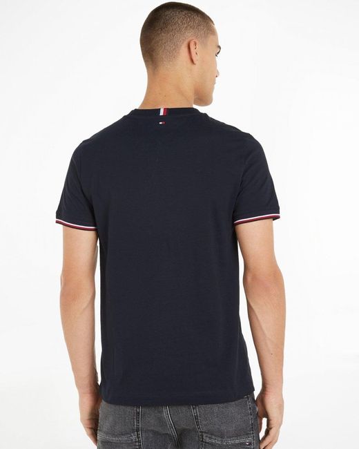 Tommy Hilfiger Blue Tommy Logo Tipped T-Shirt for men