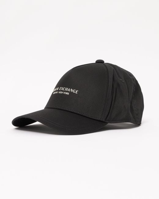 ARMANI EXCHANGE Black Milano/New York Logo Baseball Cap for men
