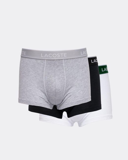 Lacoste Gray Pack Of 3 Casual Cotton Stretch Boxer Trunks for men