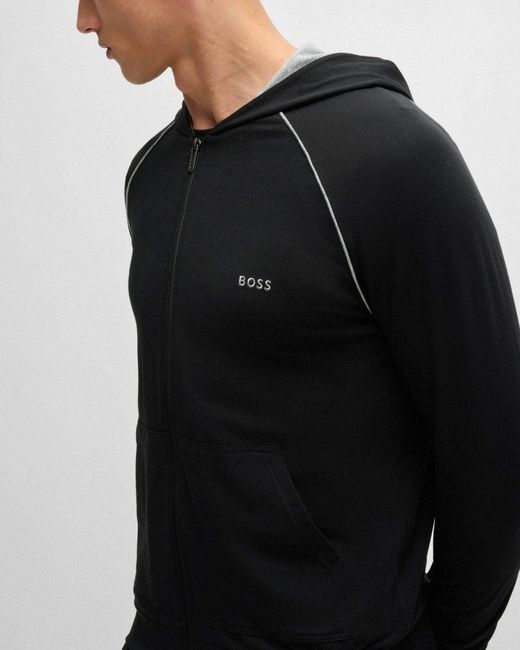 Boss Black Boss Mix&Match Stretch-Cotton Zip-Up Hoodie With Embroidered Logo for men