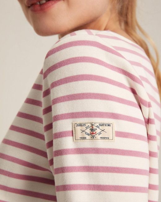 Joules Pink New Harbour Striped Breton Top