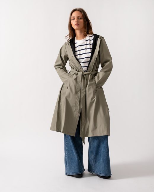 Rains Green A-line Longer Jacket