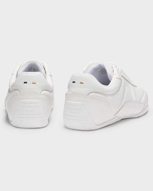 Boss White Jaylen Leather Trainers With Logo Detail for men