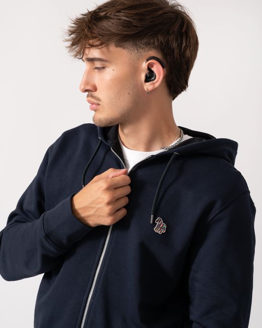 Paul Smith Blue Ps Reg Fit Zip Hoodie With Zebra Logo for men