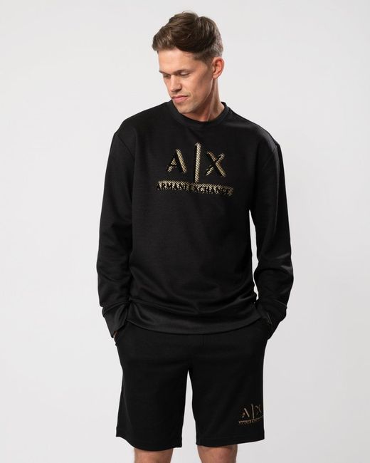 Armani Exchange Black 3d A|x Logo Crew Neck Sweatshirt for men